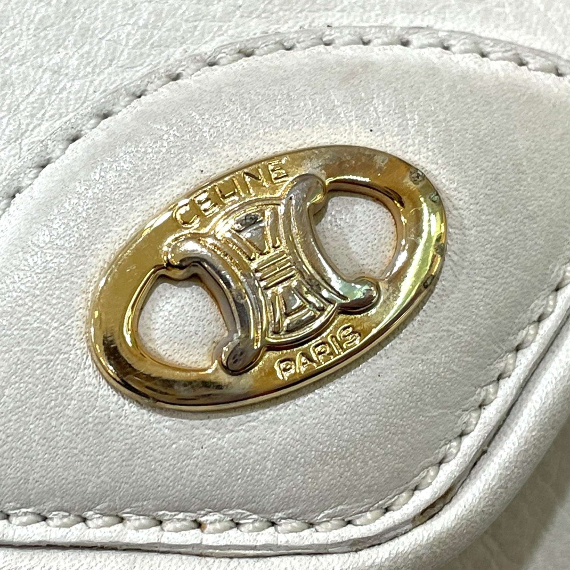 Celine White Leather Shoulder Bag