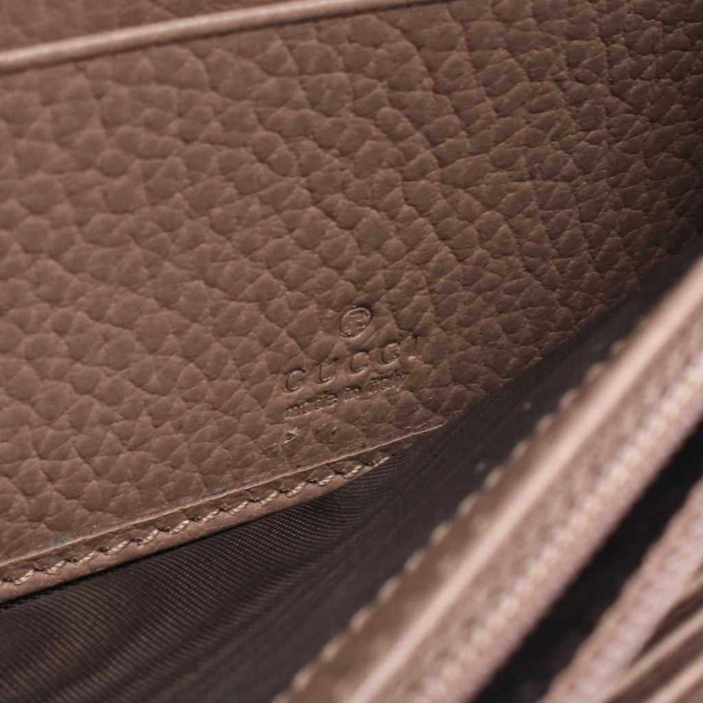 Gucci Beige Brown Pink Leather Pvc Long Wallet (Bi-Fold) (Pre-Owned)