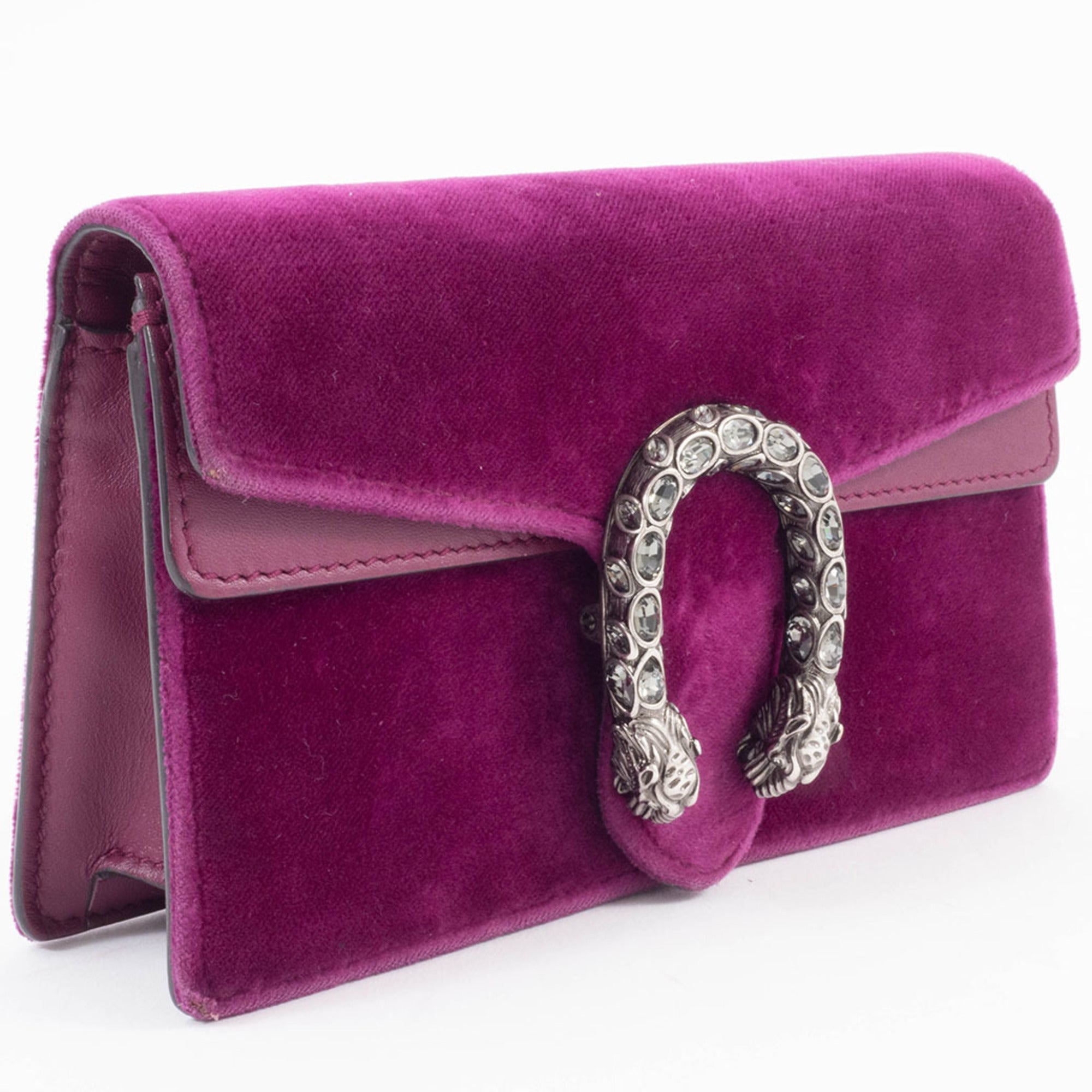 Gucci Purple Velvet Leather Shoulder Bag (Pre-Owned)