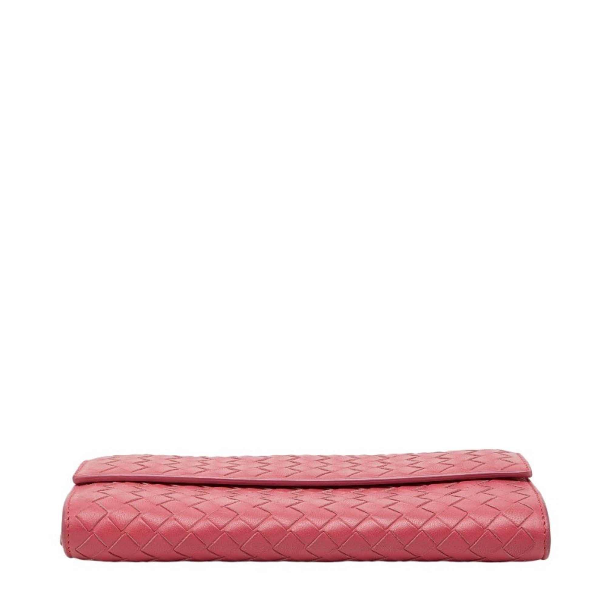 Bottega Veneta Pink Leather Long Wallet (Tri-Fold)