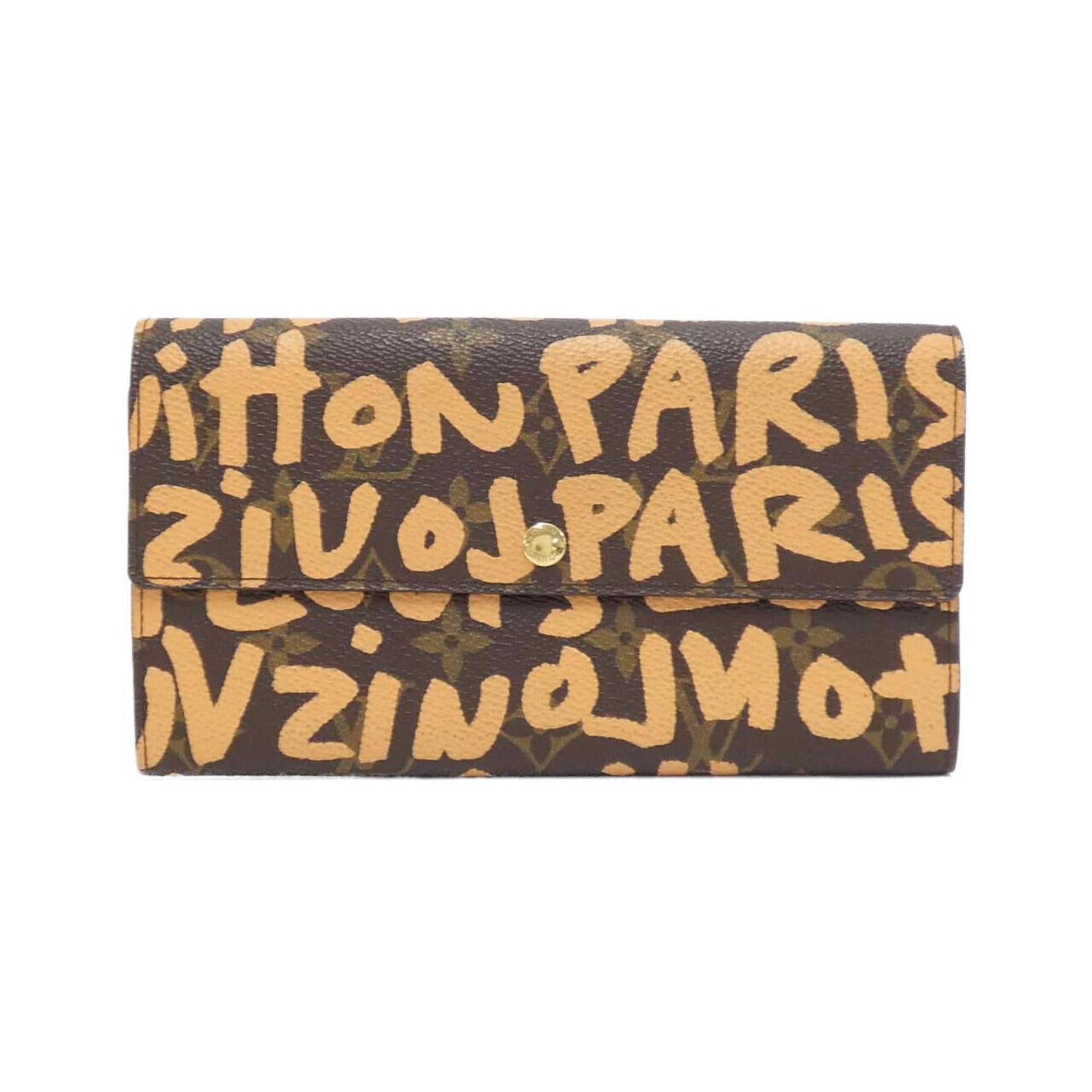 Louis Vuitton Monogram Graffiti Marron Peach Coated Canvas Long Wallet