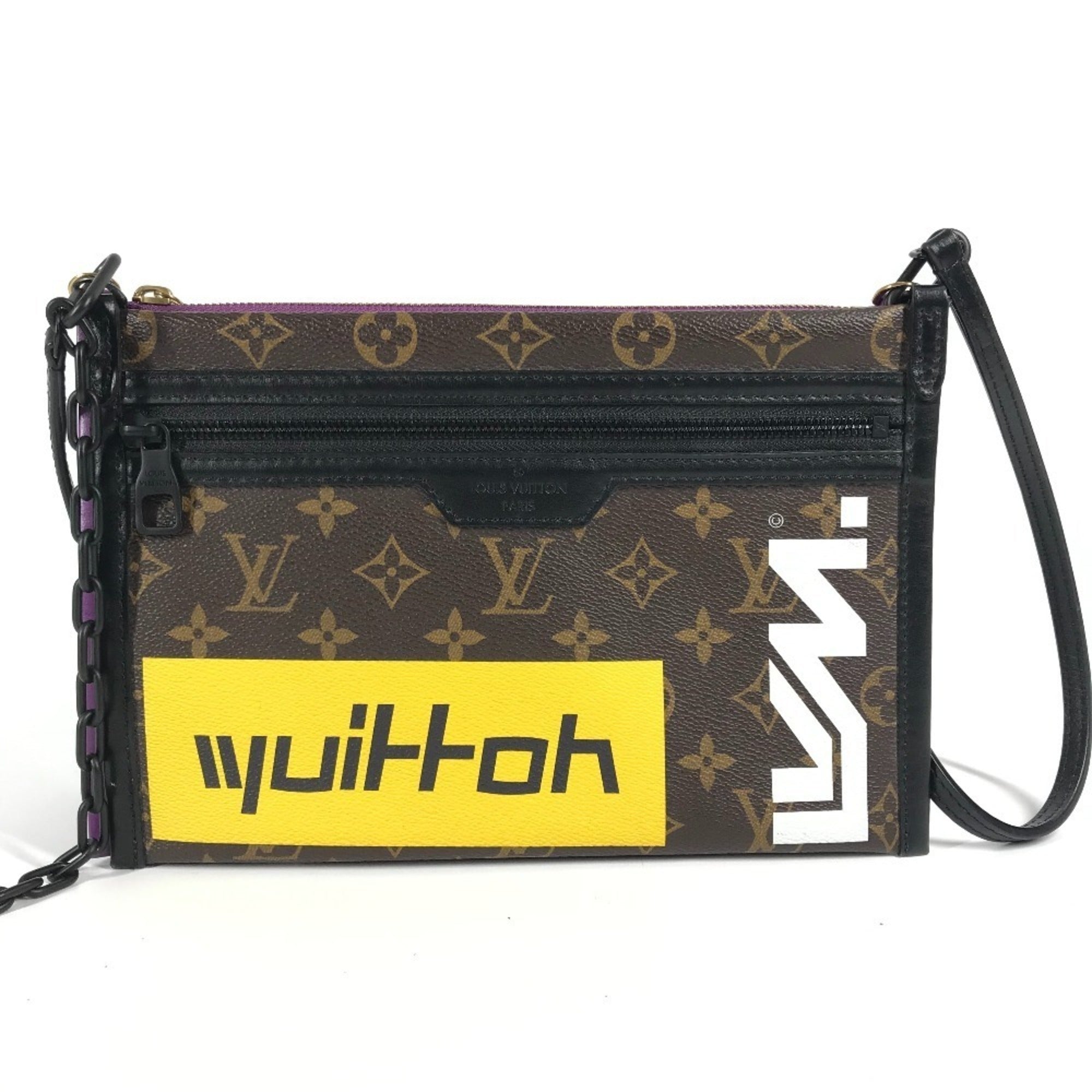 Louis Vuitton Brown Purple Monogram Pochette Shoulder Bag