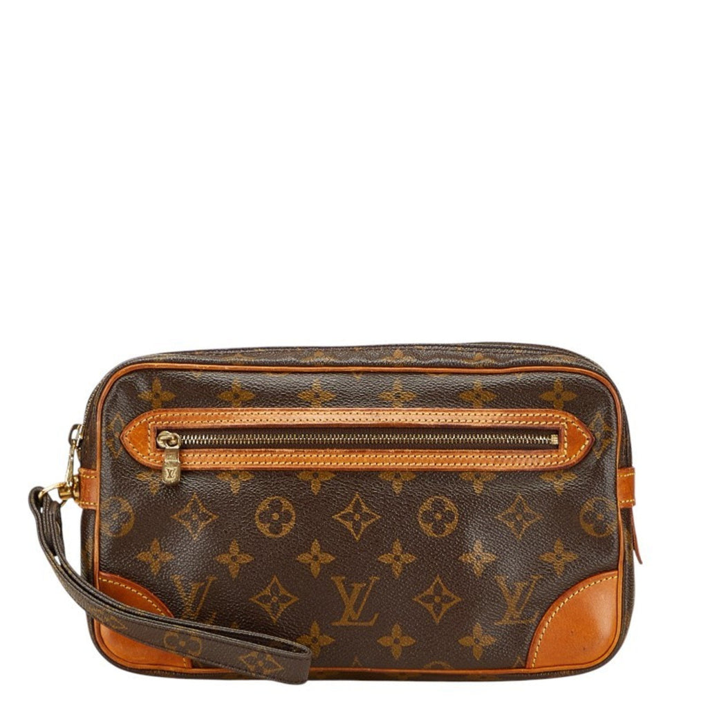 Louis Vuitton Brown Pvc Leather Clutch Bag Handbag