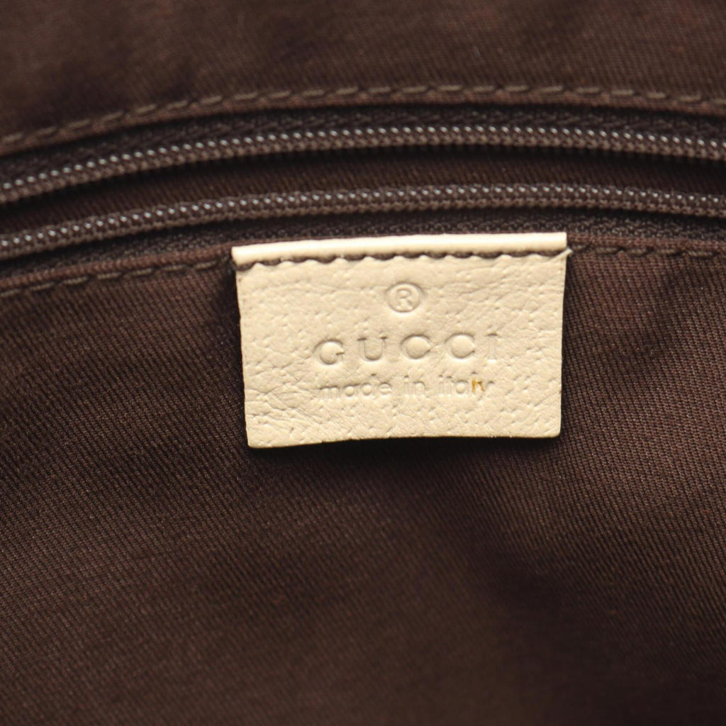 Gucci Beige Ivory Canvas Leather Handbag Shoulder Bag (Pre-Owned)