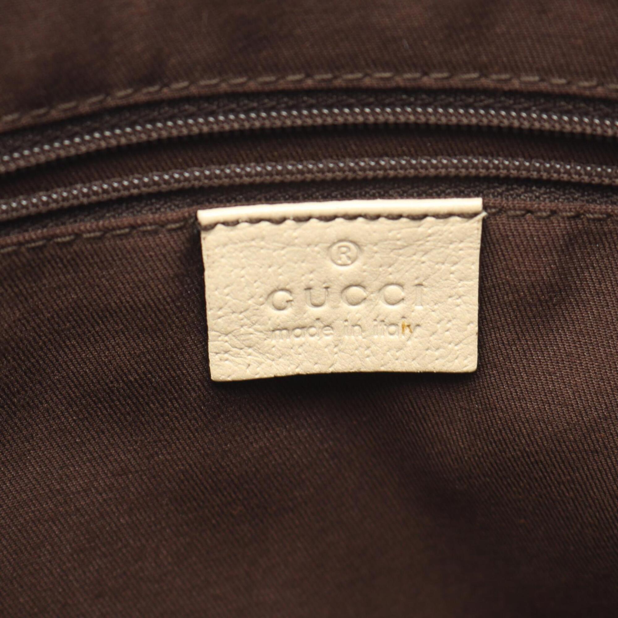 Gucci Beige Ivory Canvas Leather Handbag Shoulder Bag (Pre-Owned)