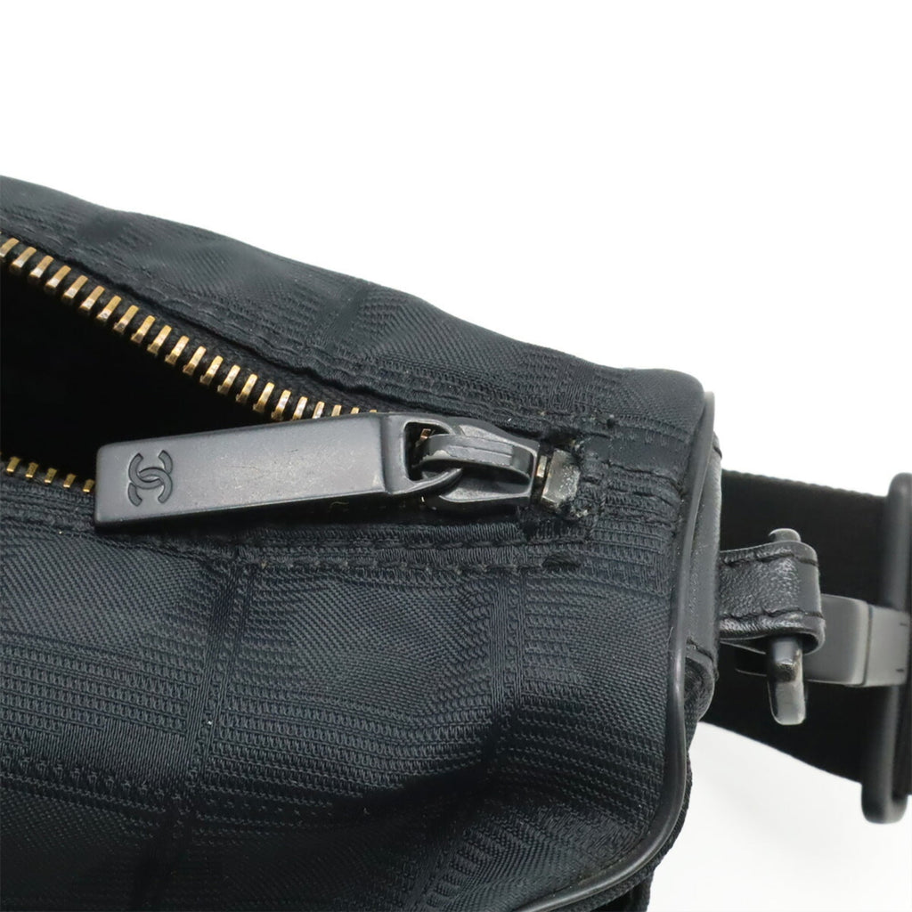 Chanel Black Nylon Jacquard Leather Shoulder Bag Sling Bag