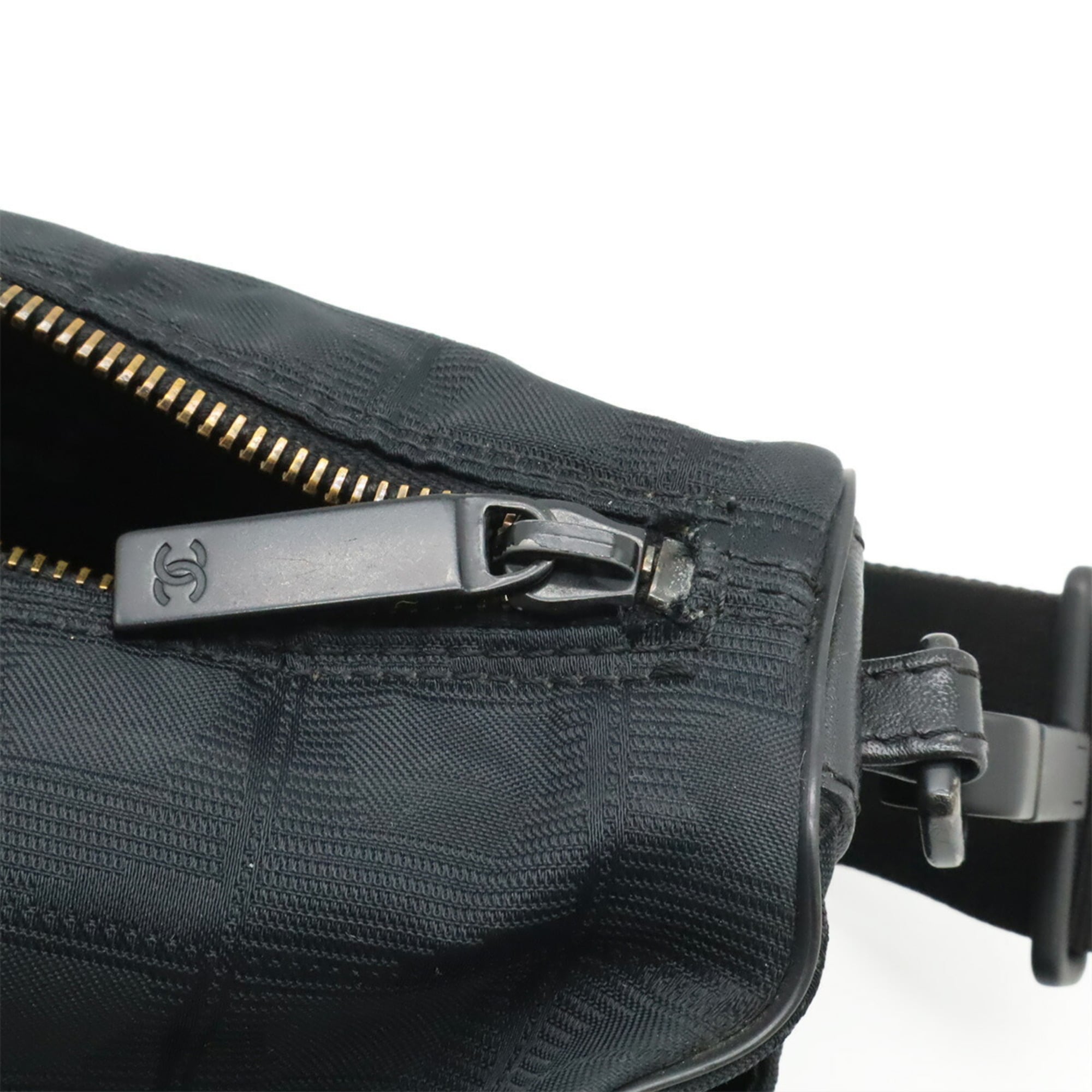 Chanel Black Nylon Jacquard Leather Shoulder Bag Sling Bag