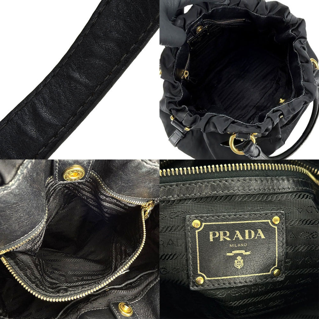 Prada Black Nylon Leather Handbag