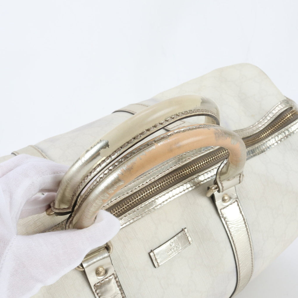 Gucci Gold White Gg Supreme Handbag (Pre-Owned)
