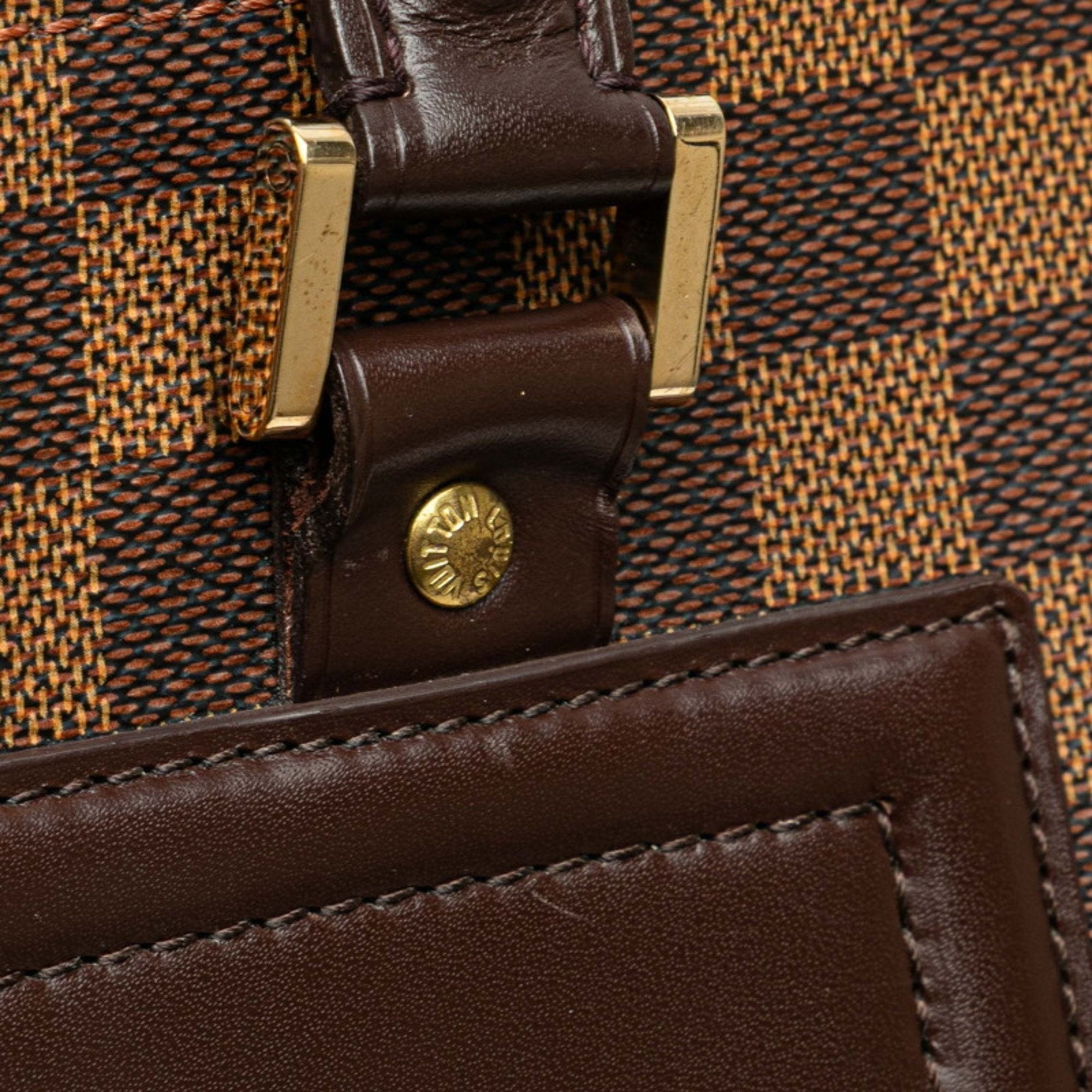 Louis Vuitton Brown Pvc Leather Handbag Tote Bag