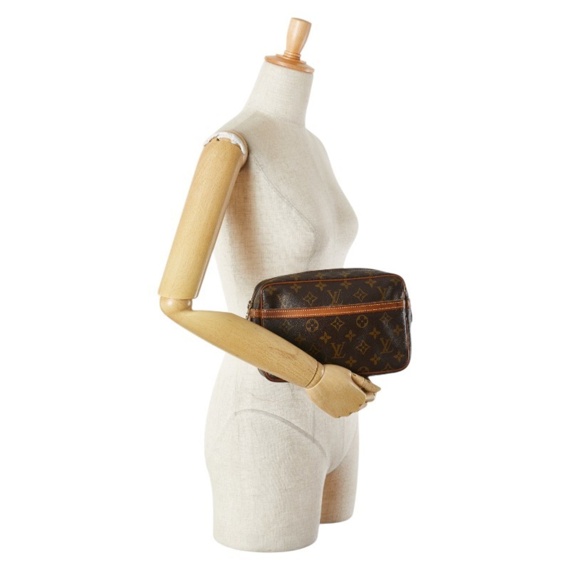 Louis Vuitton Brown Pvc Leather Clutch Bag Handbag