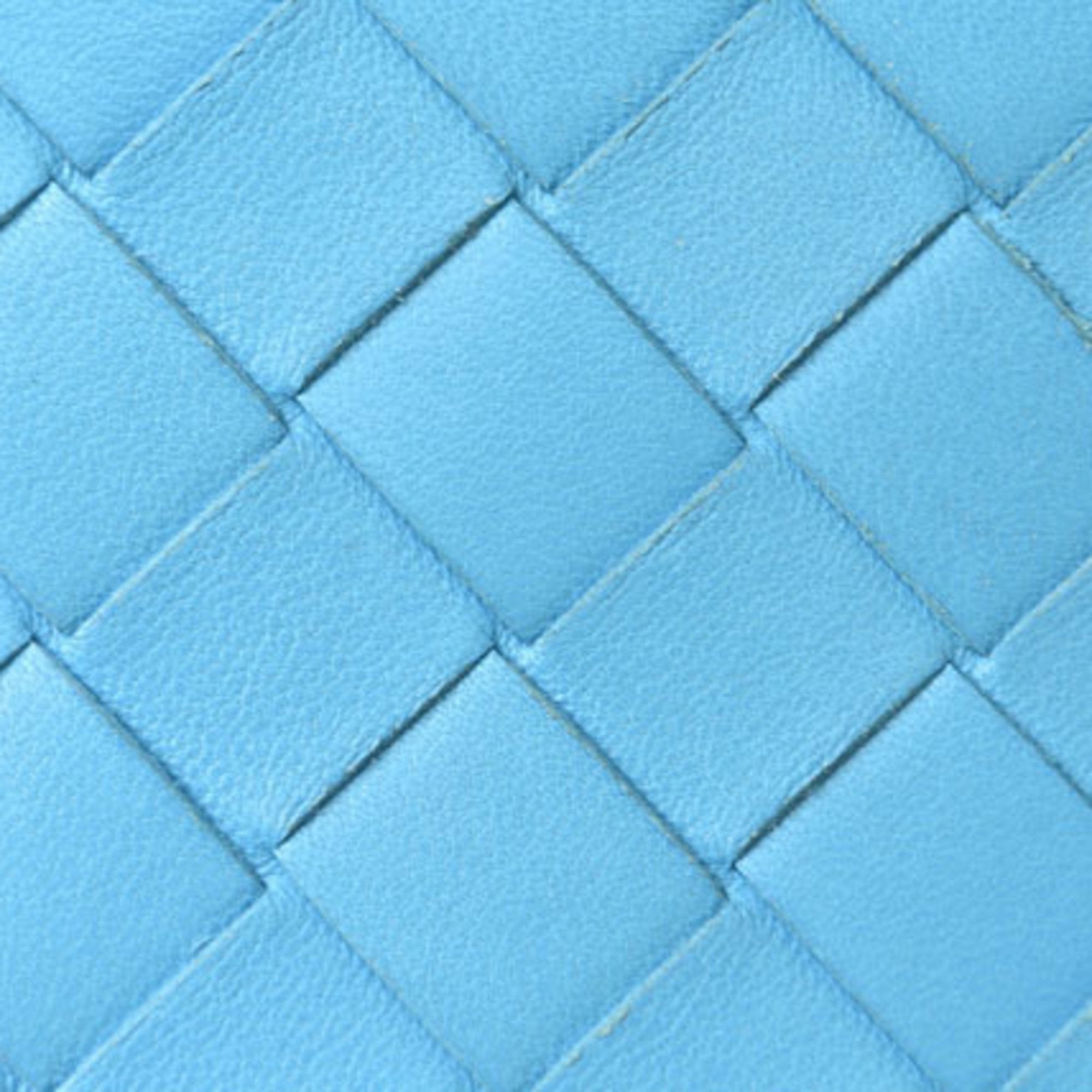 Bottega Veneta Intrecciato Light Blue Leather Long Wallet (Bi-Fold)