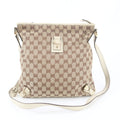 Gucci Beige Ivory Leather Canvas Handbag Shoulder Bag Tote Bag (Pre-Owned)