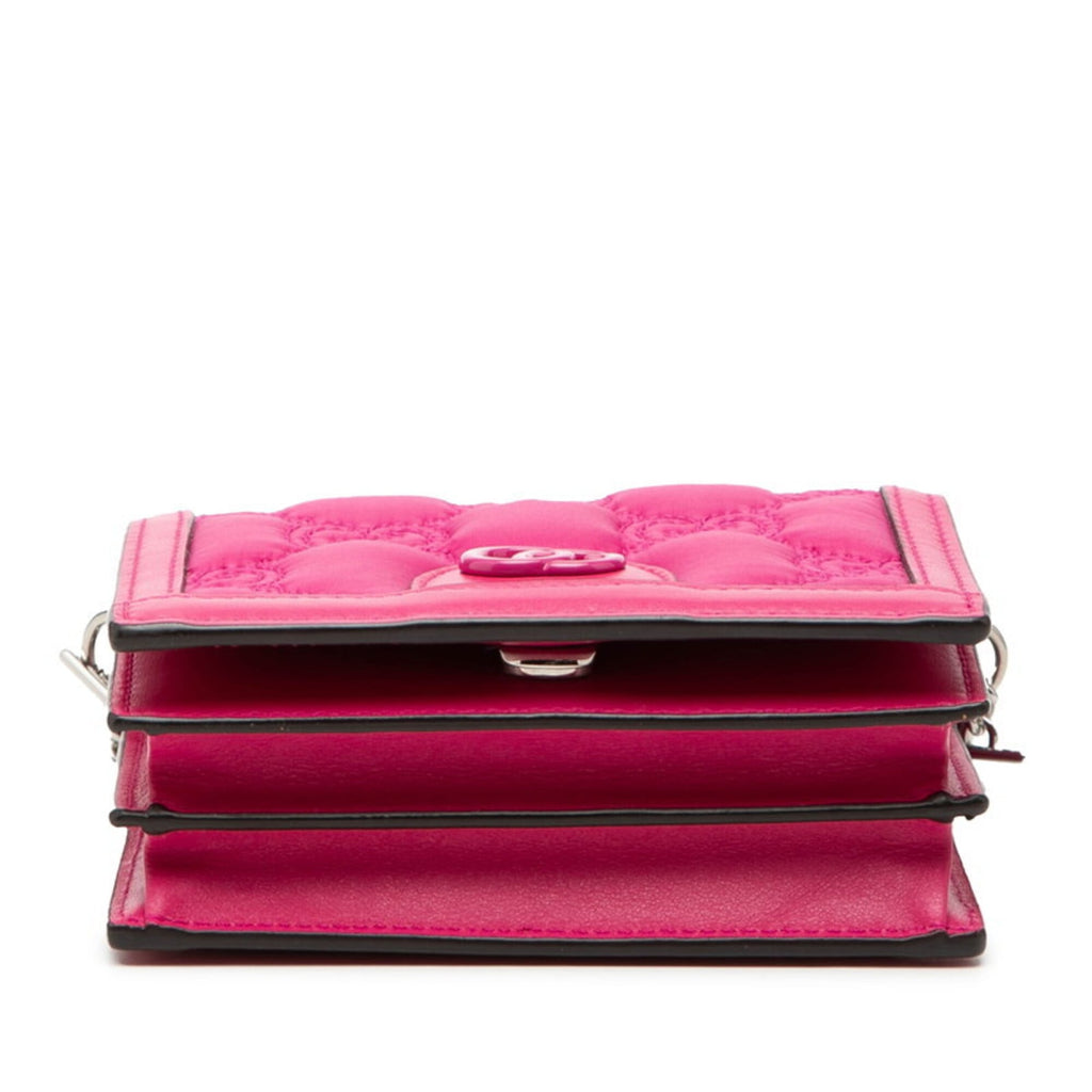 Gucci Gg Marmont Pink Nylon Leather Handbag Shoulder Bag (Pre-Owned)