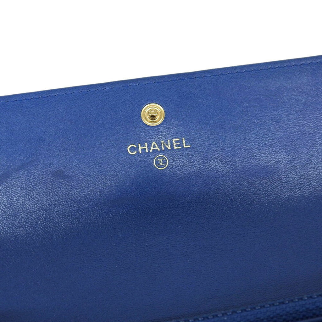 Chanel Blue Leather Long Wallet (Bi-Fold)