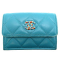 Chanel Blue Turquoise Leather Wallet (Tri-Fold)