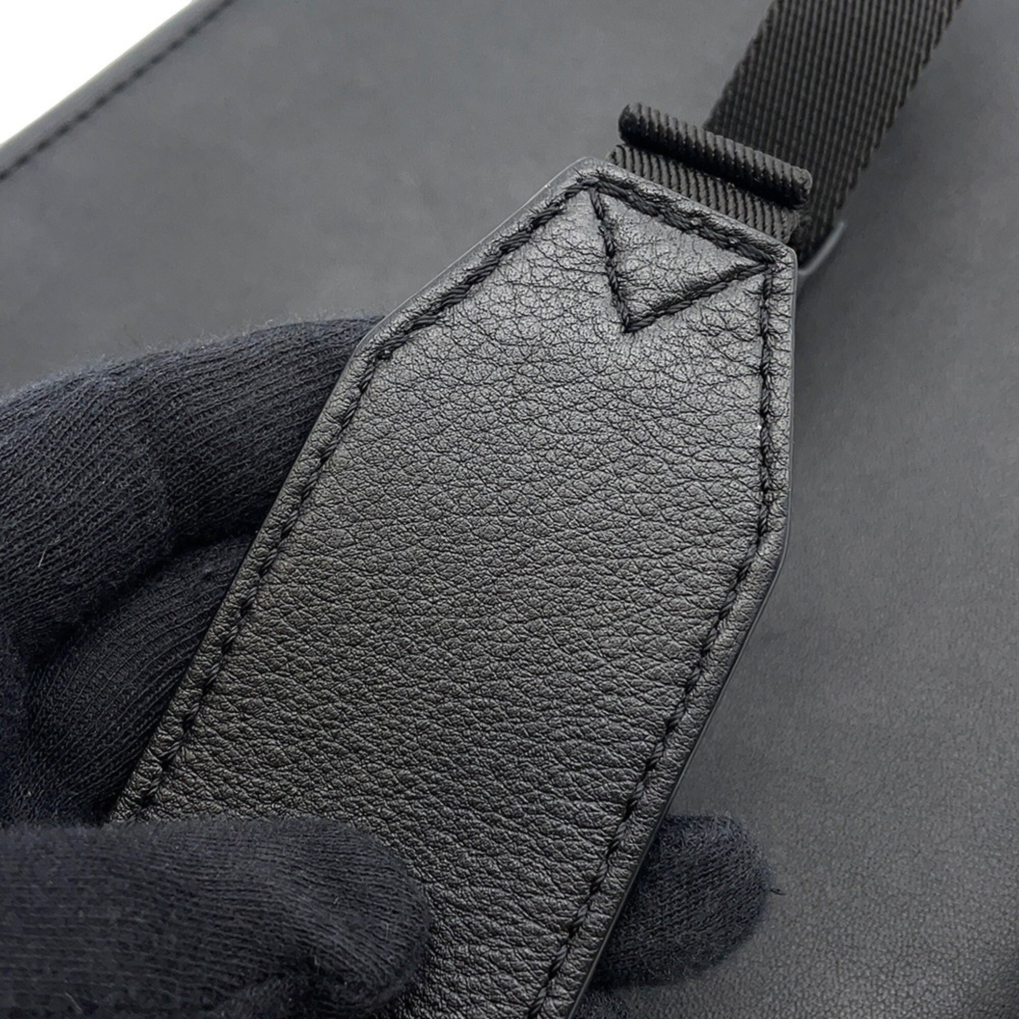 Louis Vuitton Black Noir Leather Messenger Bag Shoulder Bag