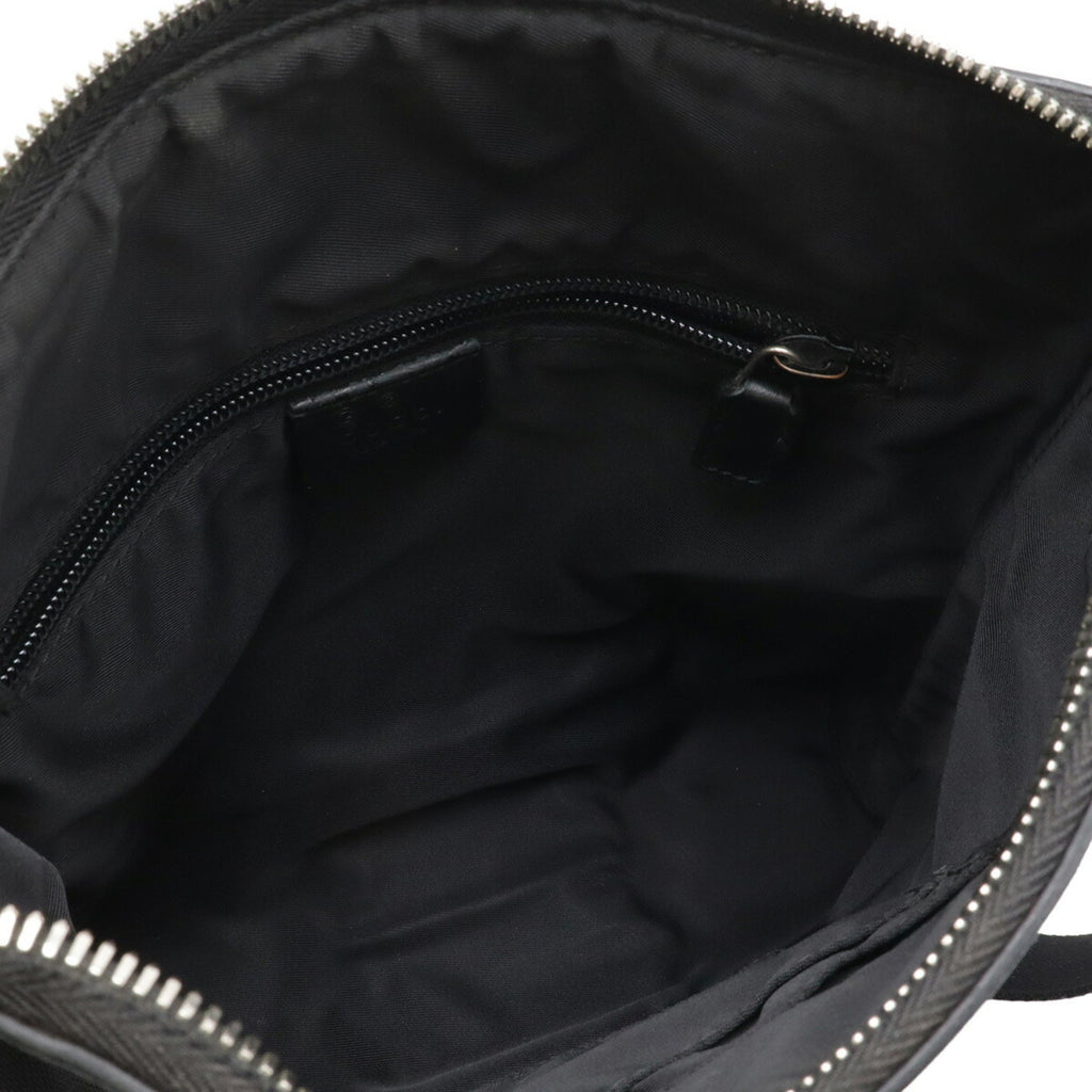 Gucci Black Green Red Color Nylon Canvas Leather Shoulder Bag (Pre-Owned)
