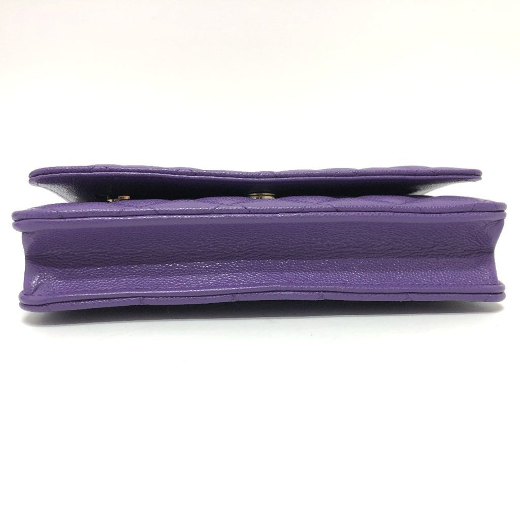 Chanel Matelasse Purple Caviar Leather Shoulder Bag