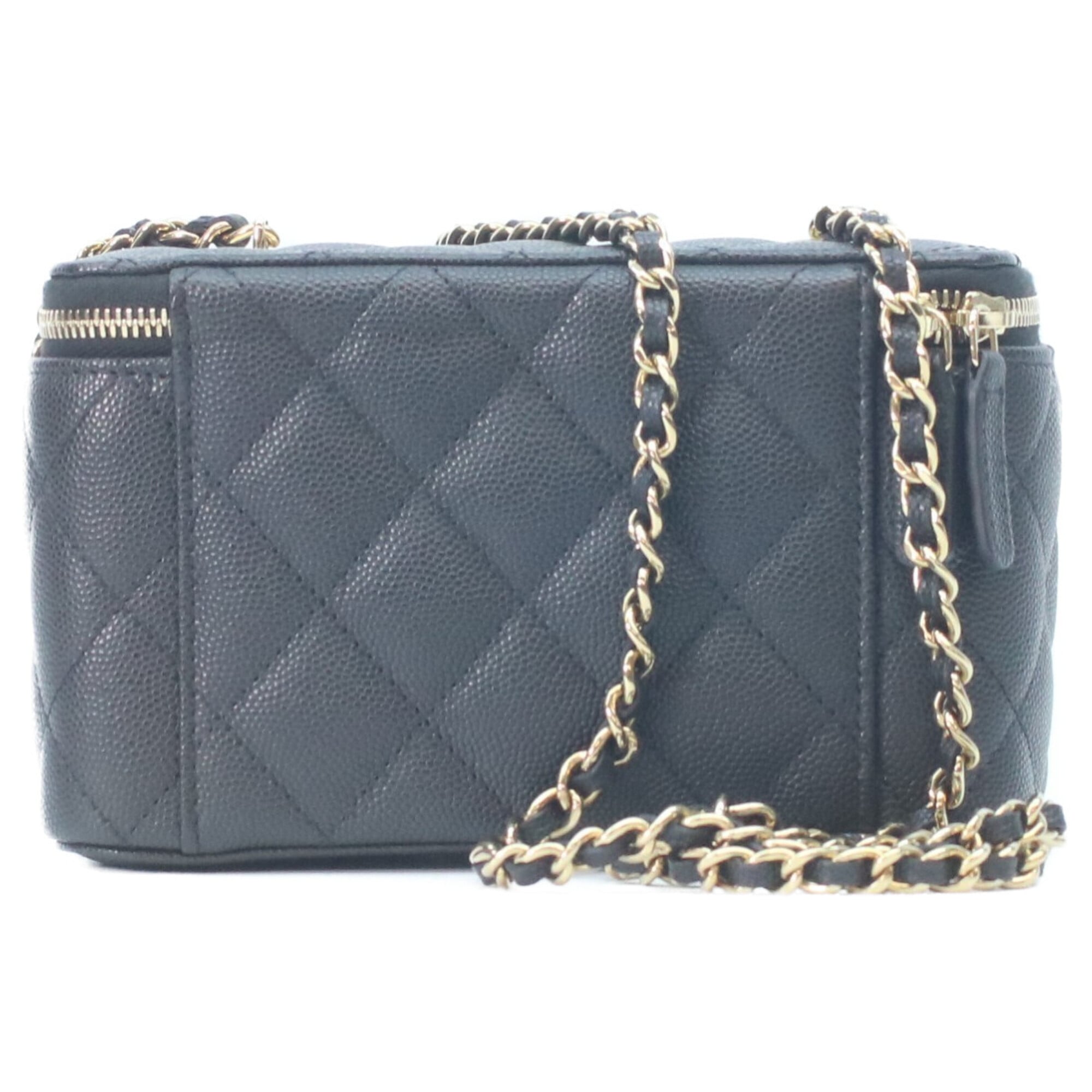 Chanel Black Grained Calfskin Shoulder Bag