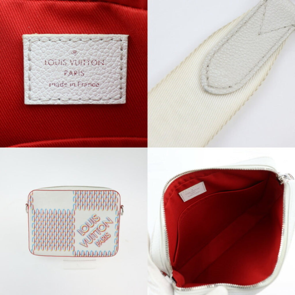 Louis Vuitton Blanc Multi-Color White Leather Pouch Shoulder Bag