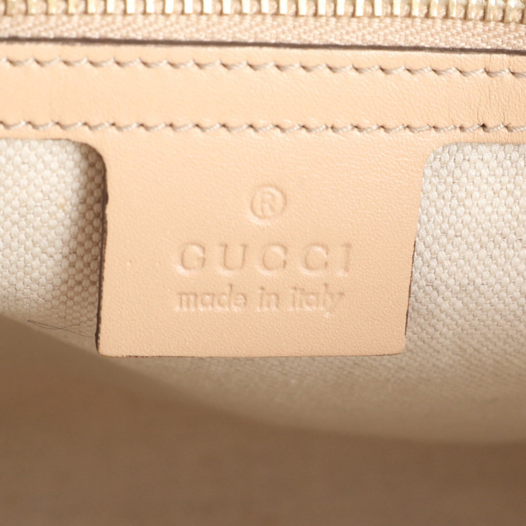Gucci Beige Pink Gold Leather Canvas Handbag Shoulder Bag Tote Bag (Pre-Owned)