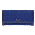 Prada Blue Nylon Leather Long Wallet (Bi-Fold)