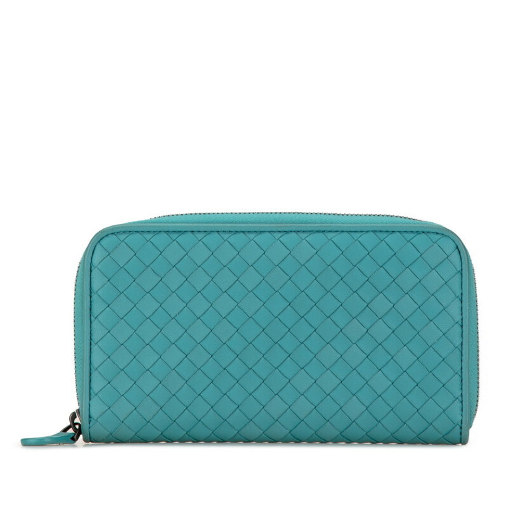 Bottega Veneta Green Light Blue Leather Long Wallet (Bi-Fold)