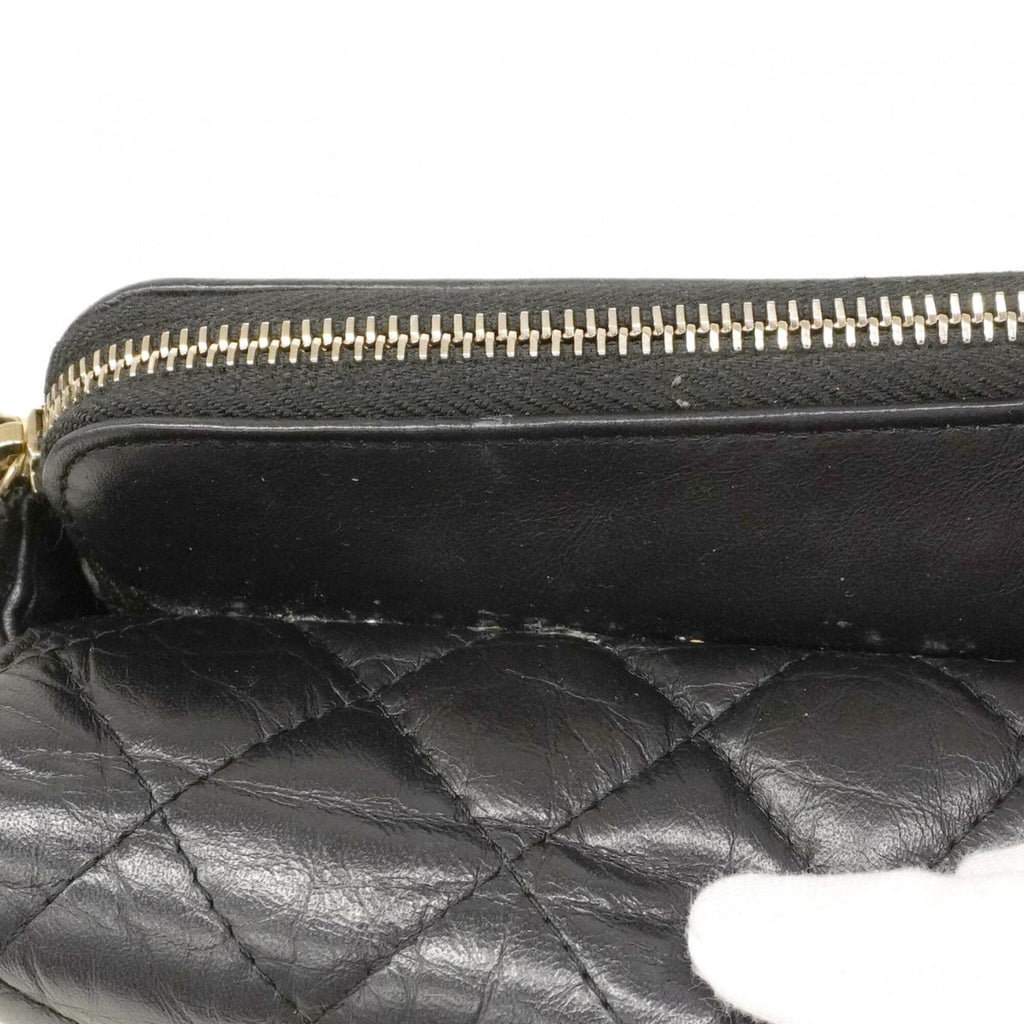 Chanel Black Leather Chain/Shoulder Wallet