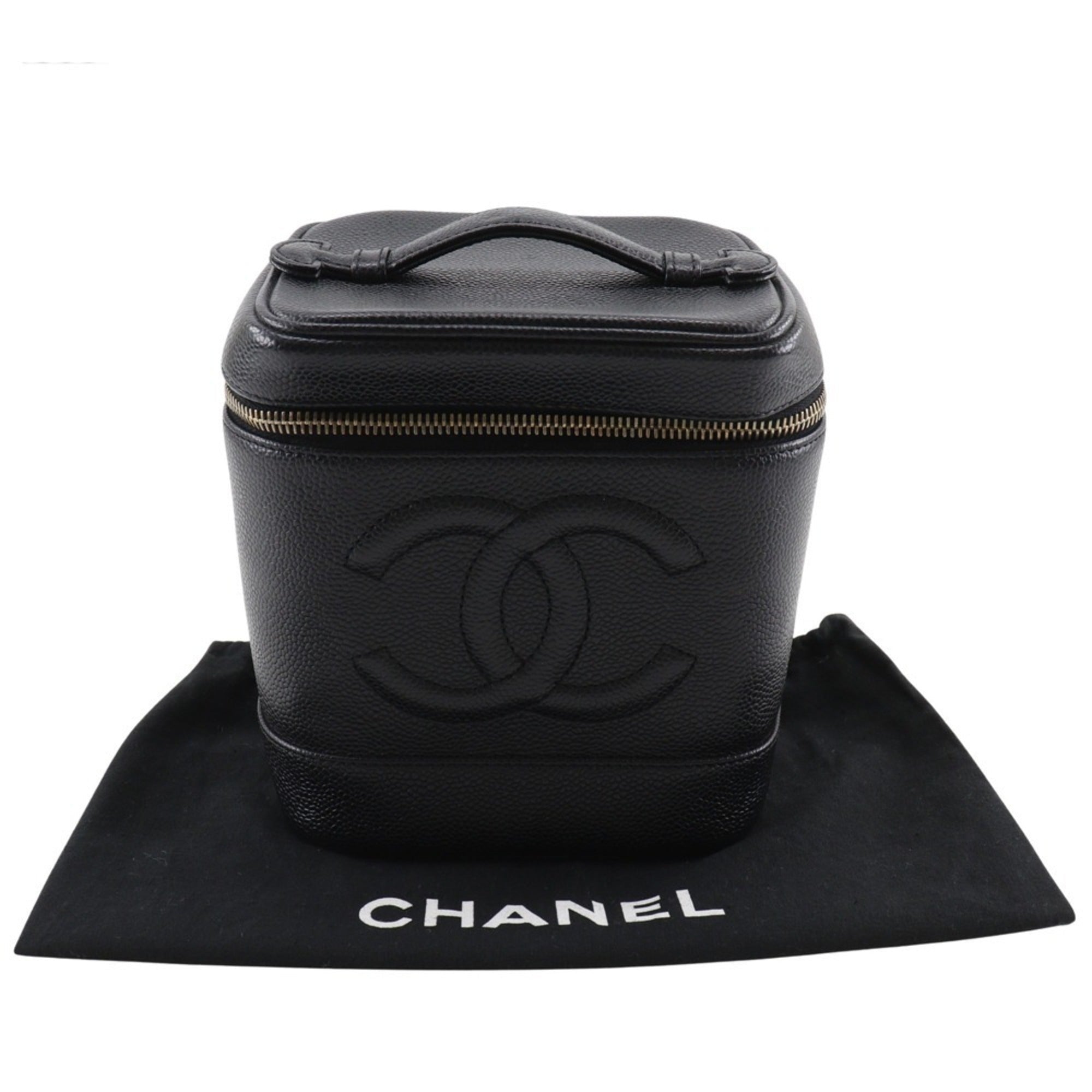 Chanel Black Caviar Leather Handbag Pouch