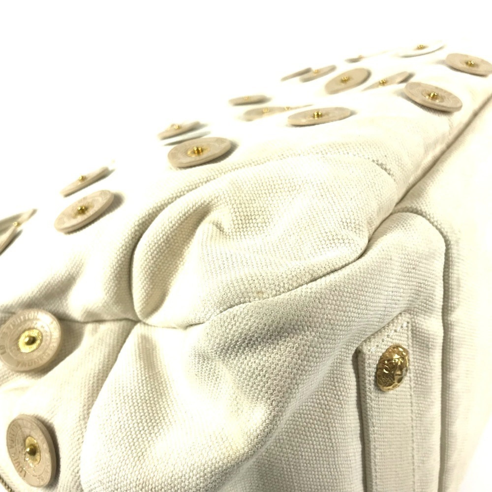 Louis Vuitton White Canvas Boston Bag Handbag Shoulder Bag