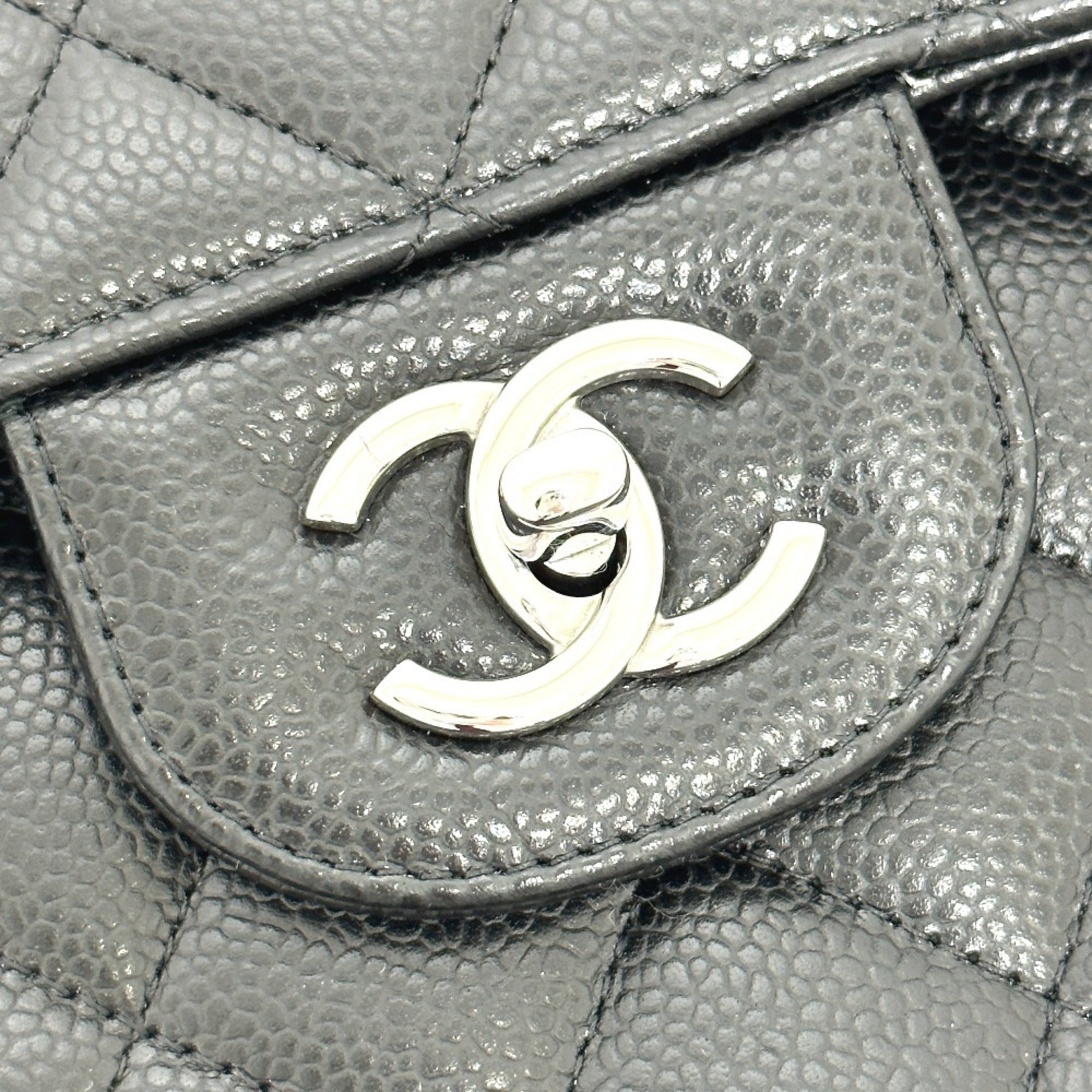 Chanel Black Grained Calfskin Shoulder Bag
