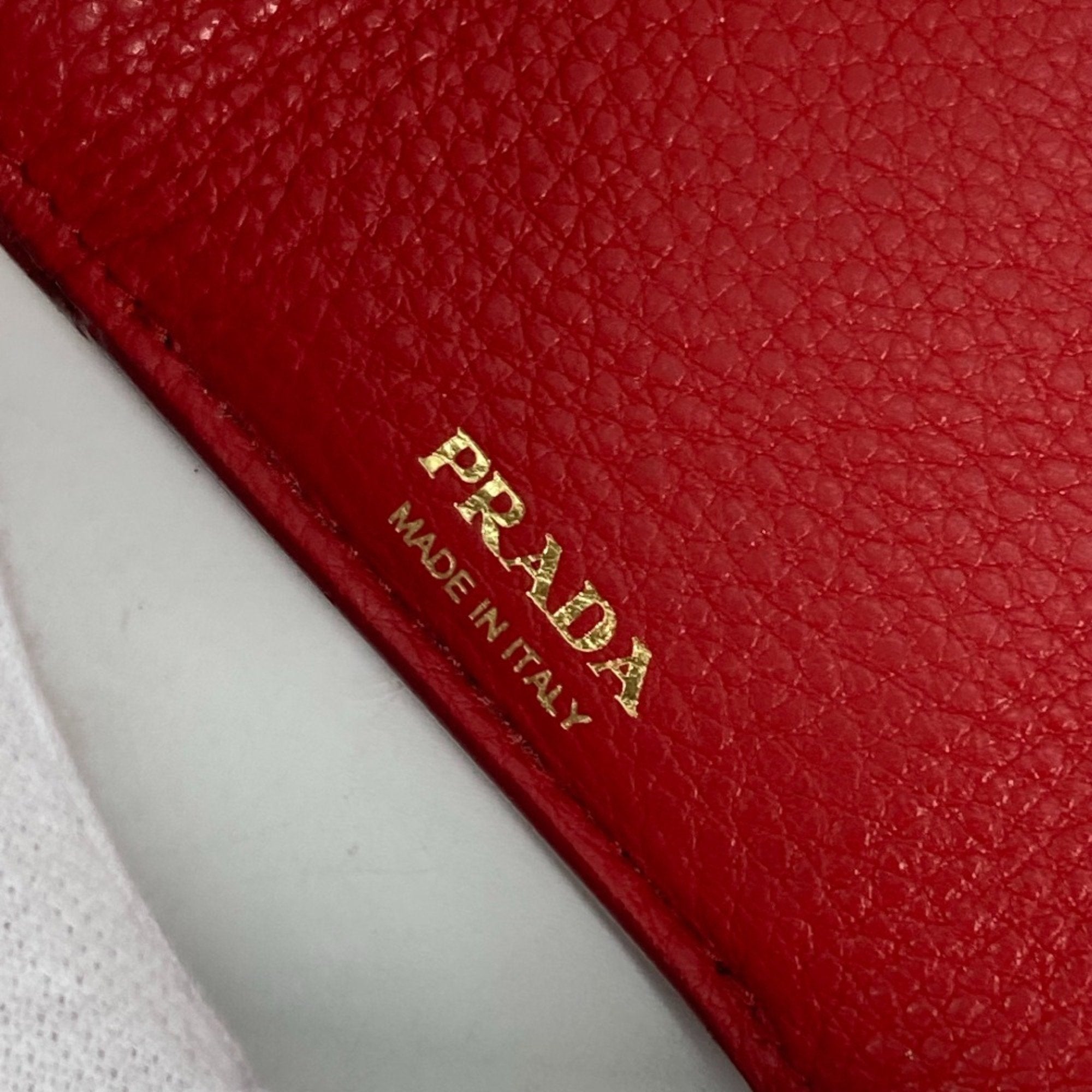Prada Red Leather Wallet (Tri-Fold)