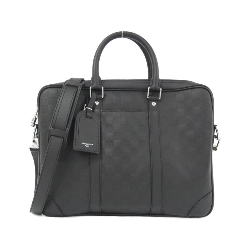 Louis Vuitton Black Leather Briefcase Handbag
