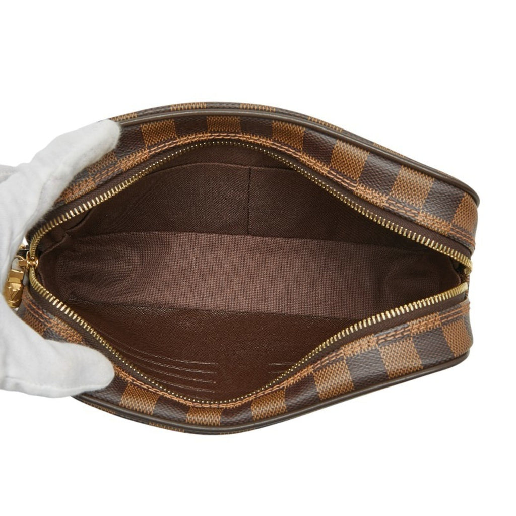 Louis Vuitton Brown Damier Canvas Pvc Leather Clutch Bag Pochette