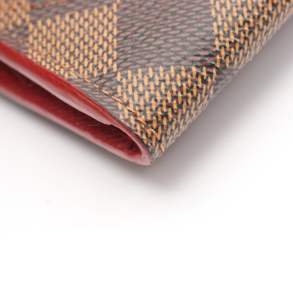 Louis Vuitton Brown Cerise Ebene Red Color Damier Canvas Leather Pvc Long Wallet