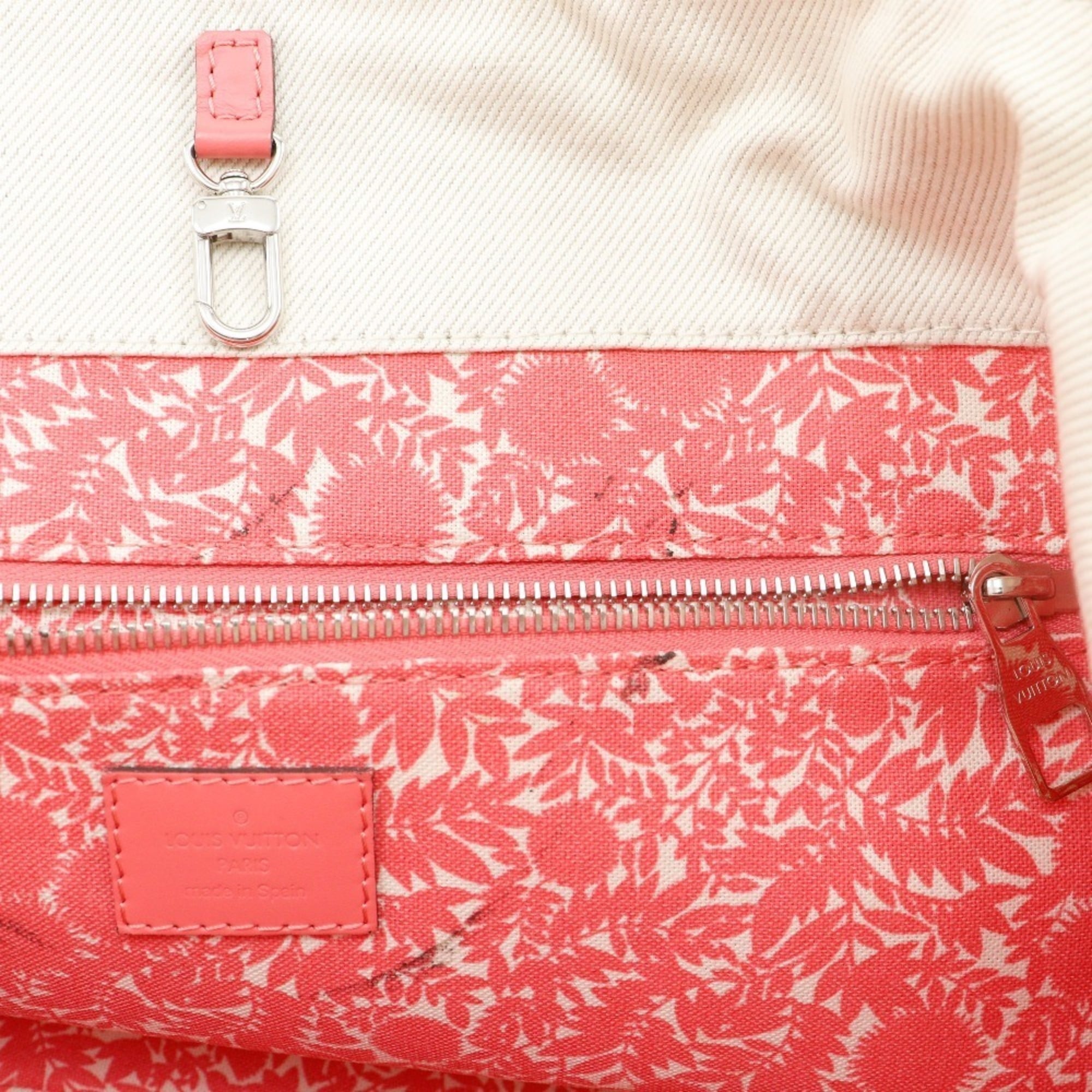 Louis Vuitton Corail Ivory Pink White Canvas Tote Bag