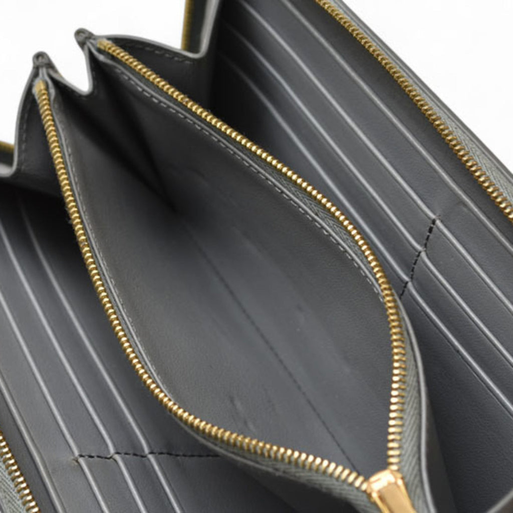 Celine Gray Leather Long Wallet (Bi-Fold)