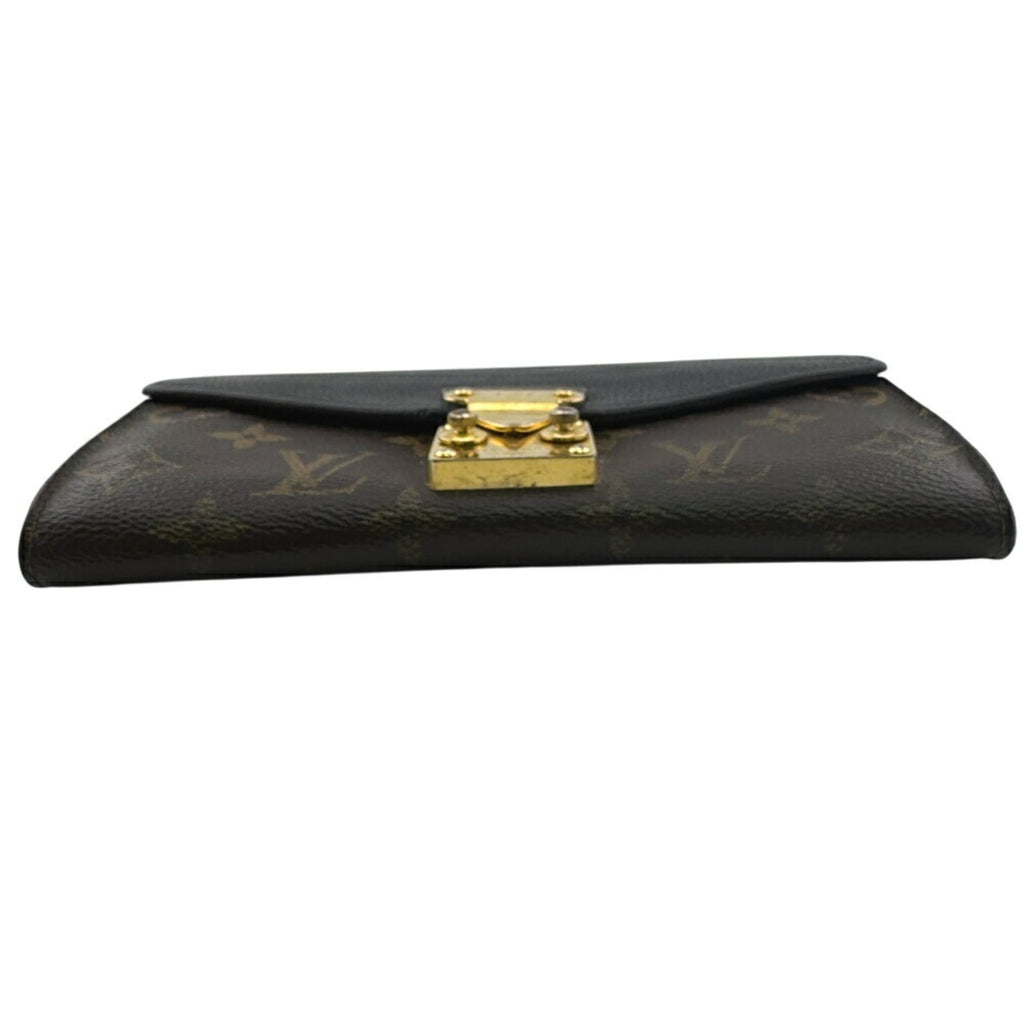 Louis Vuitton Black Brown Monogram Monogram Leather Long Wallet