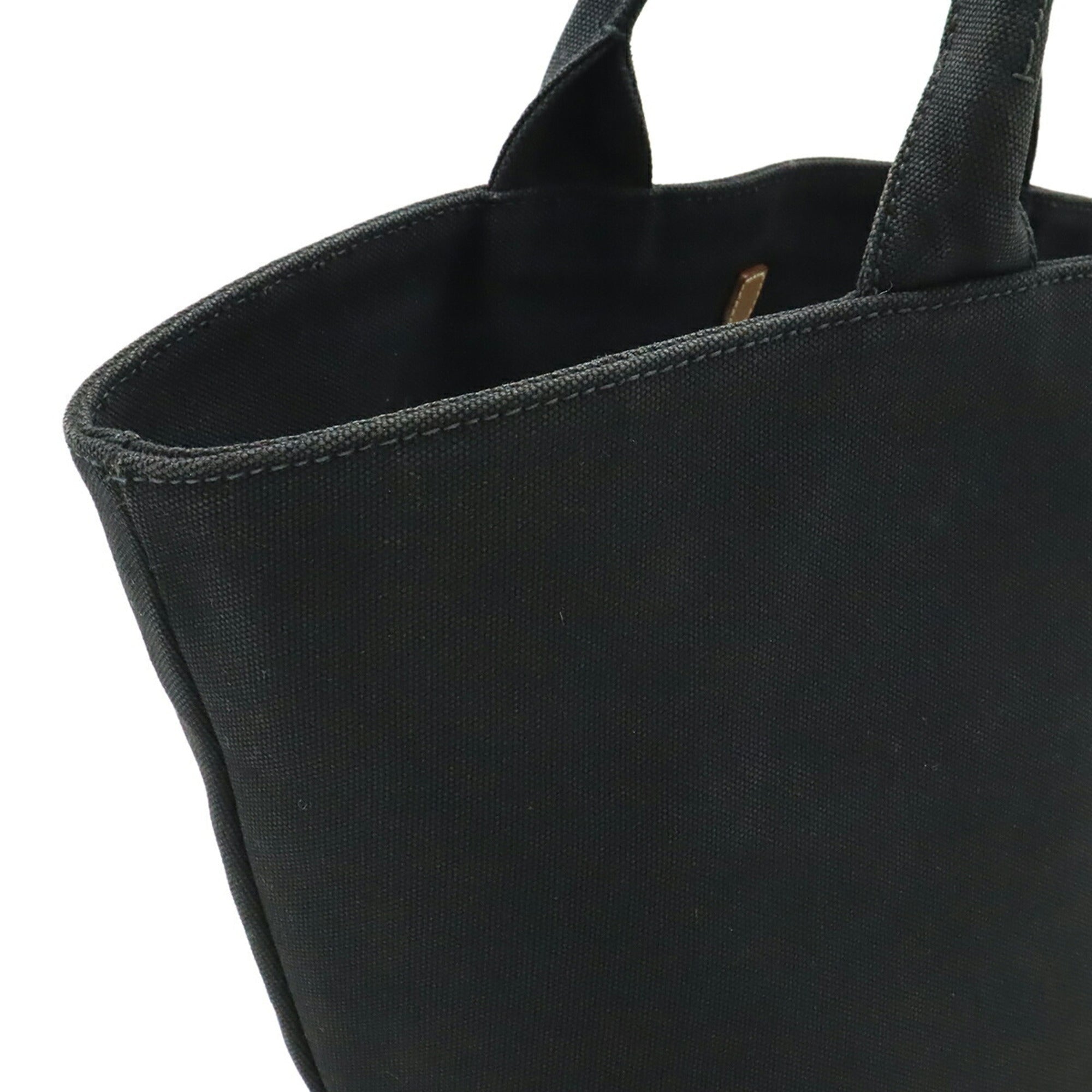 Prada Canapa Black Canvas Leather Handbag Tote Bag