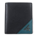 Prada Black Green Saffiano Bill Wallet (Bi-Fold)
