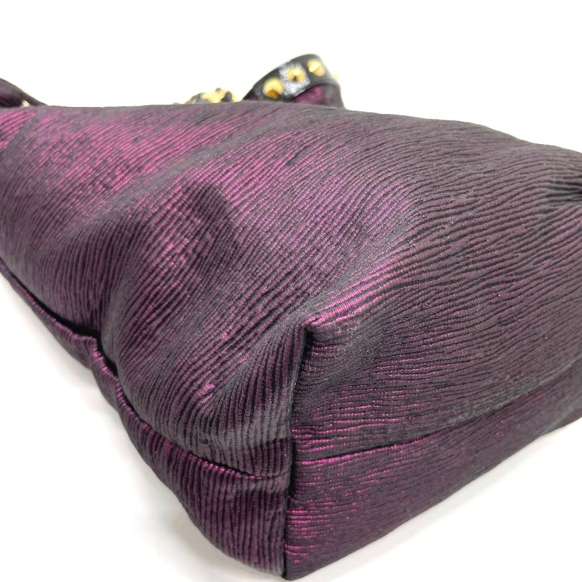 Louis Vuitton Black Purple Canvas Leather Handbag Tote Bag