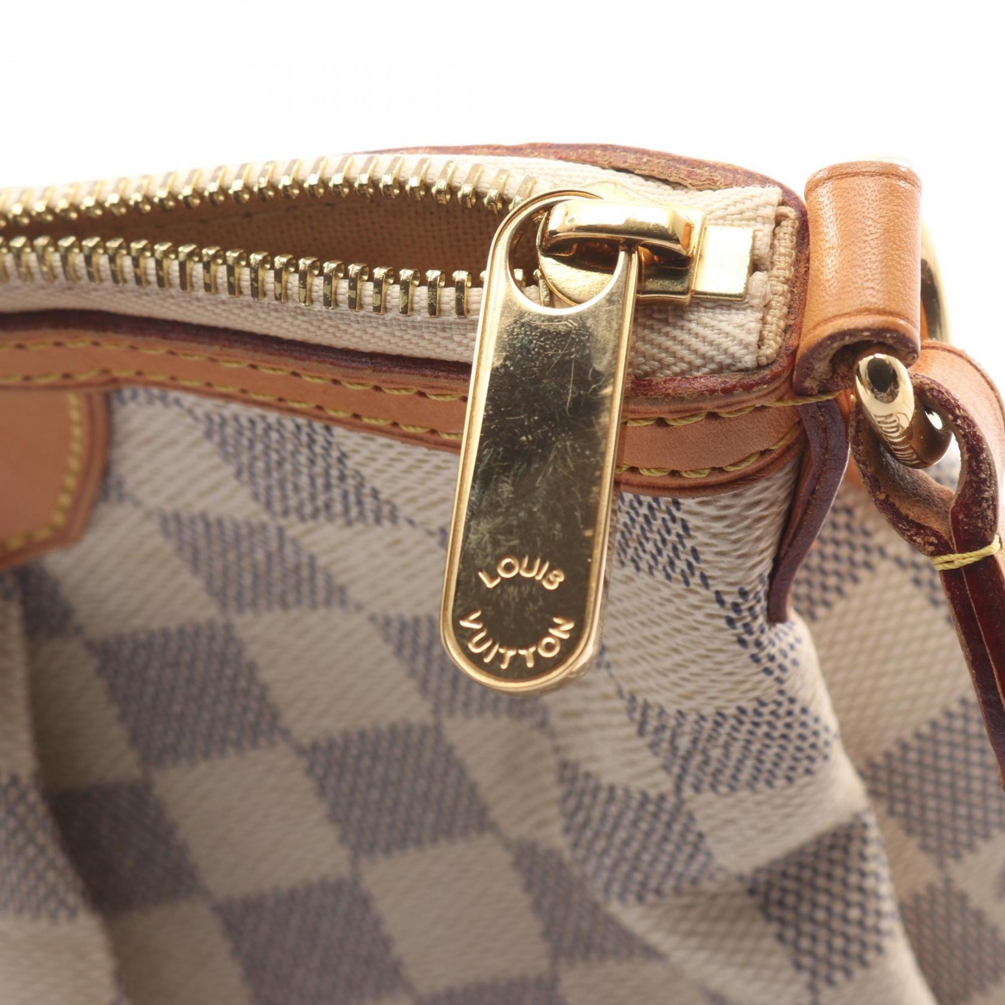 Louis Vuitton Damier Azur White Coated Canvas Leather Handbag Shoulder Bag