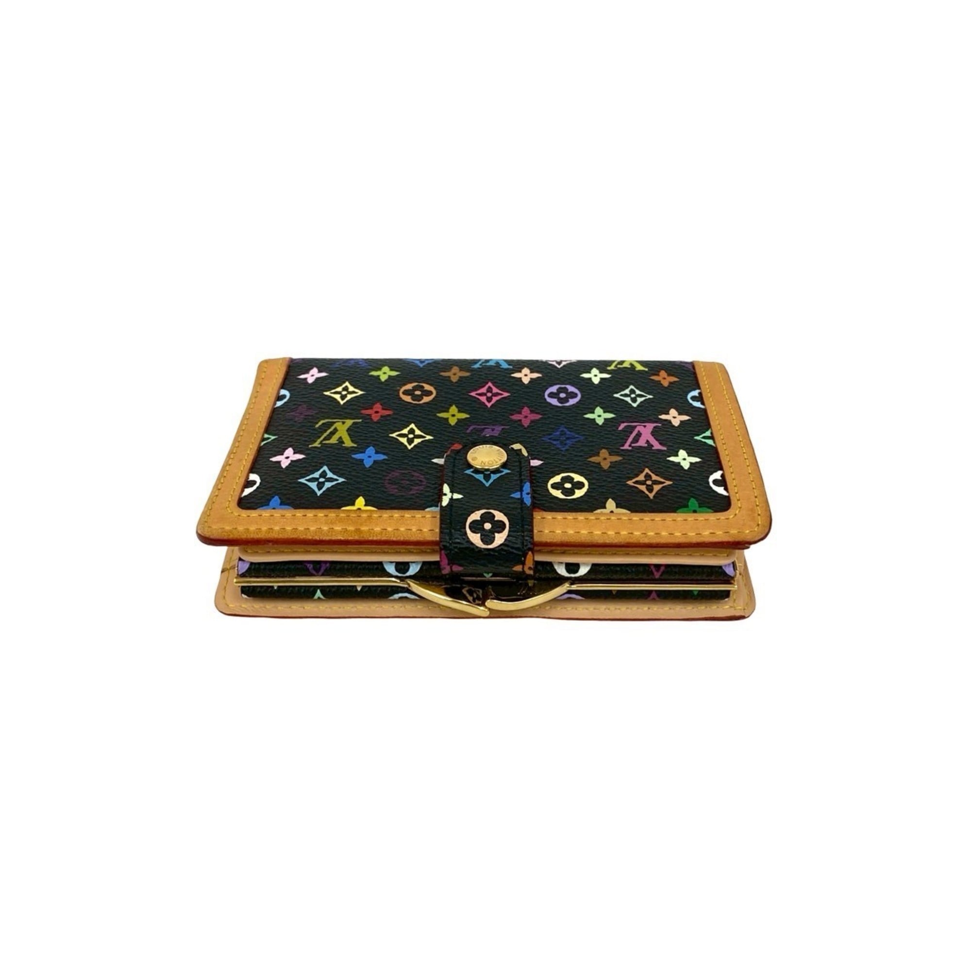 Louis Vuitton Black Brown Multi-Color Leather Pvc Wallet