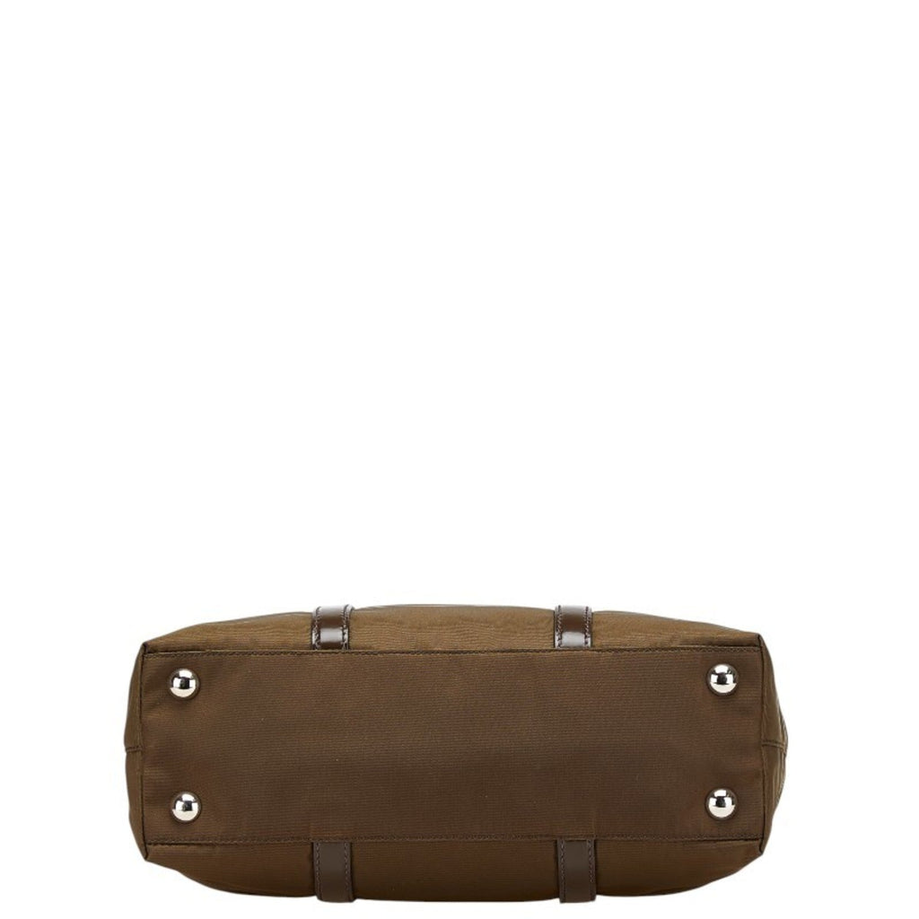 Prada Brown Khaki Nylon Leather Handbag Shoulder Bag