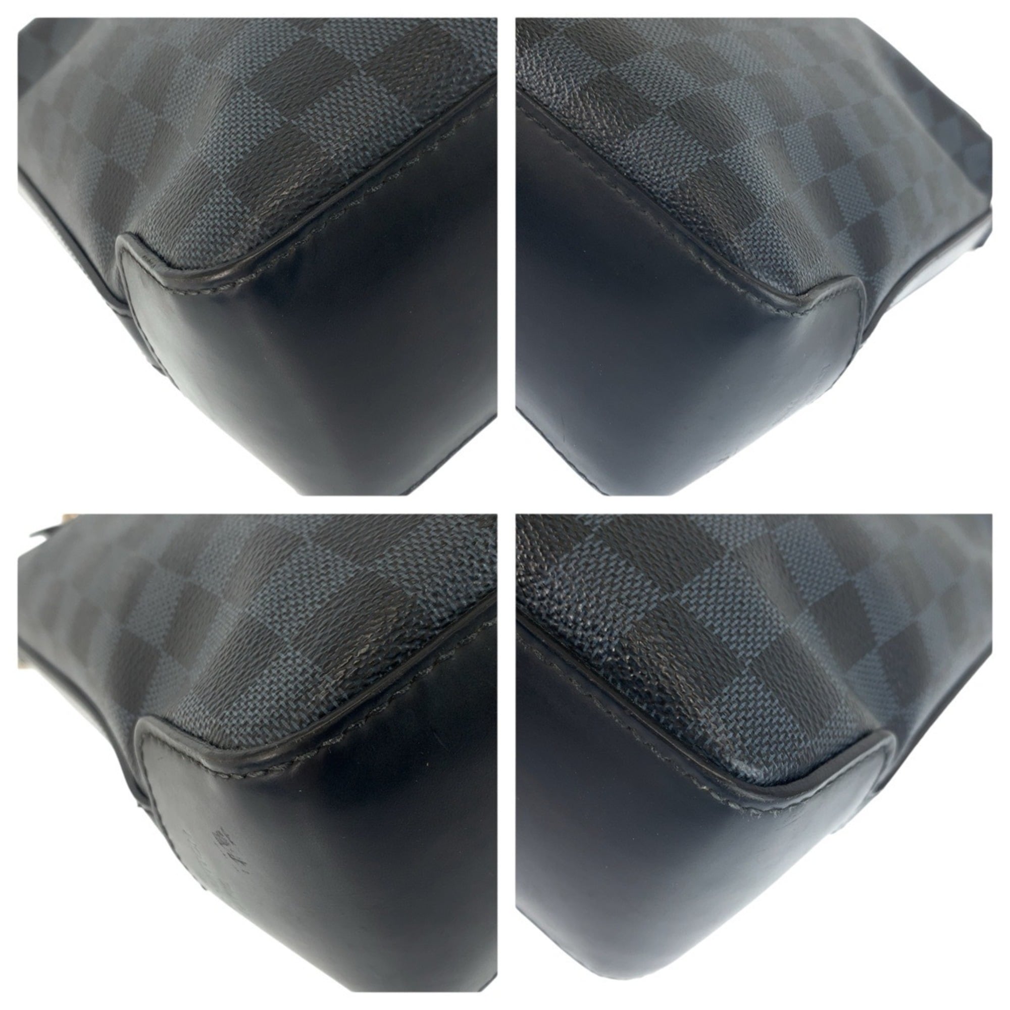 Louis Vuitton Black Blue Pvc Leather Briefcase Shoulder Bag