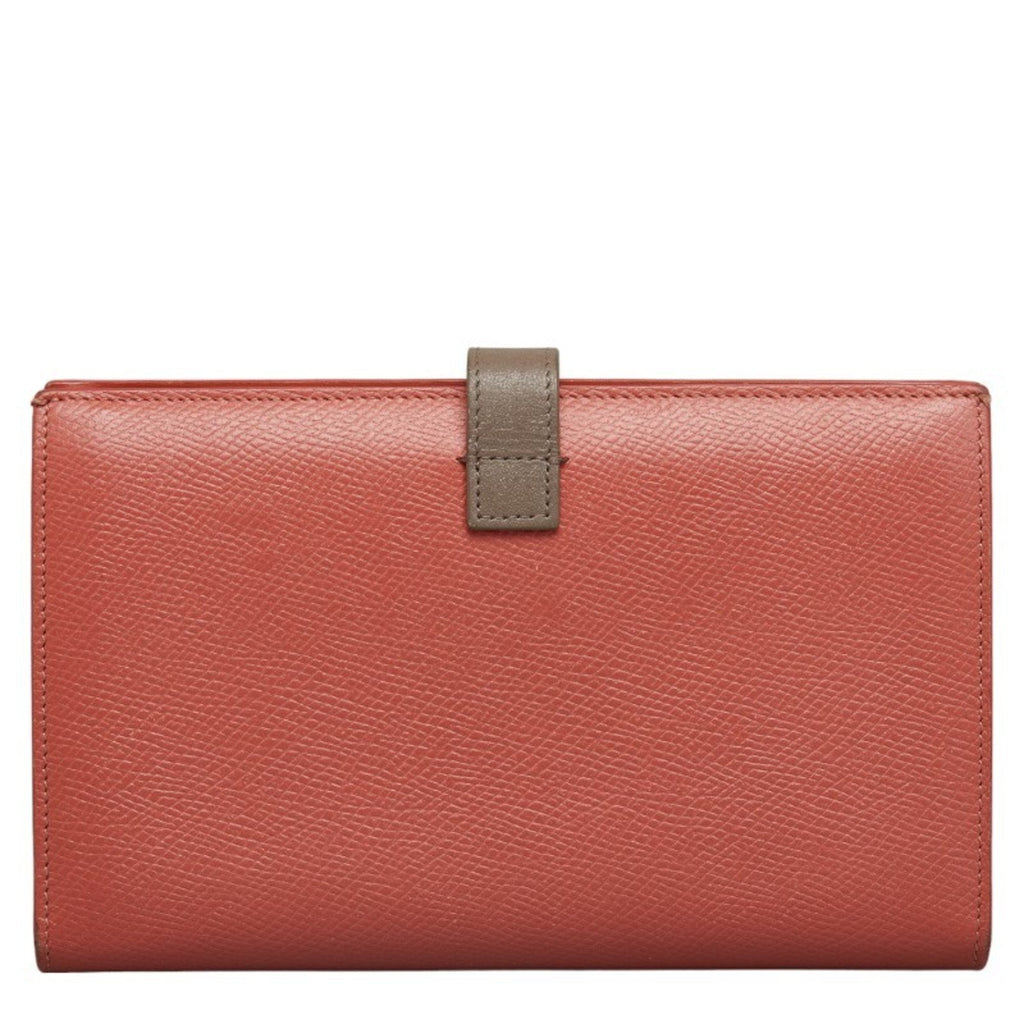 Celine Gray Pink Leather Long Wallet (Bi-Fold)