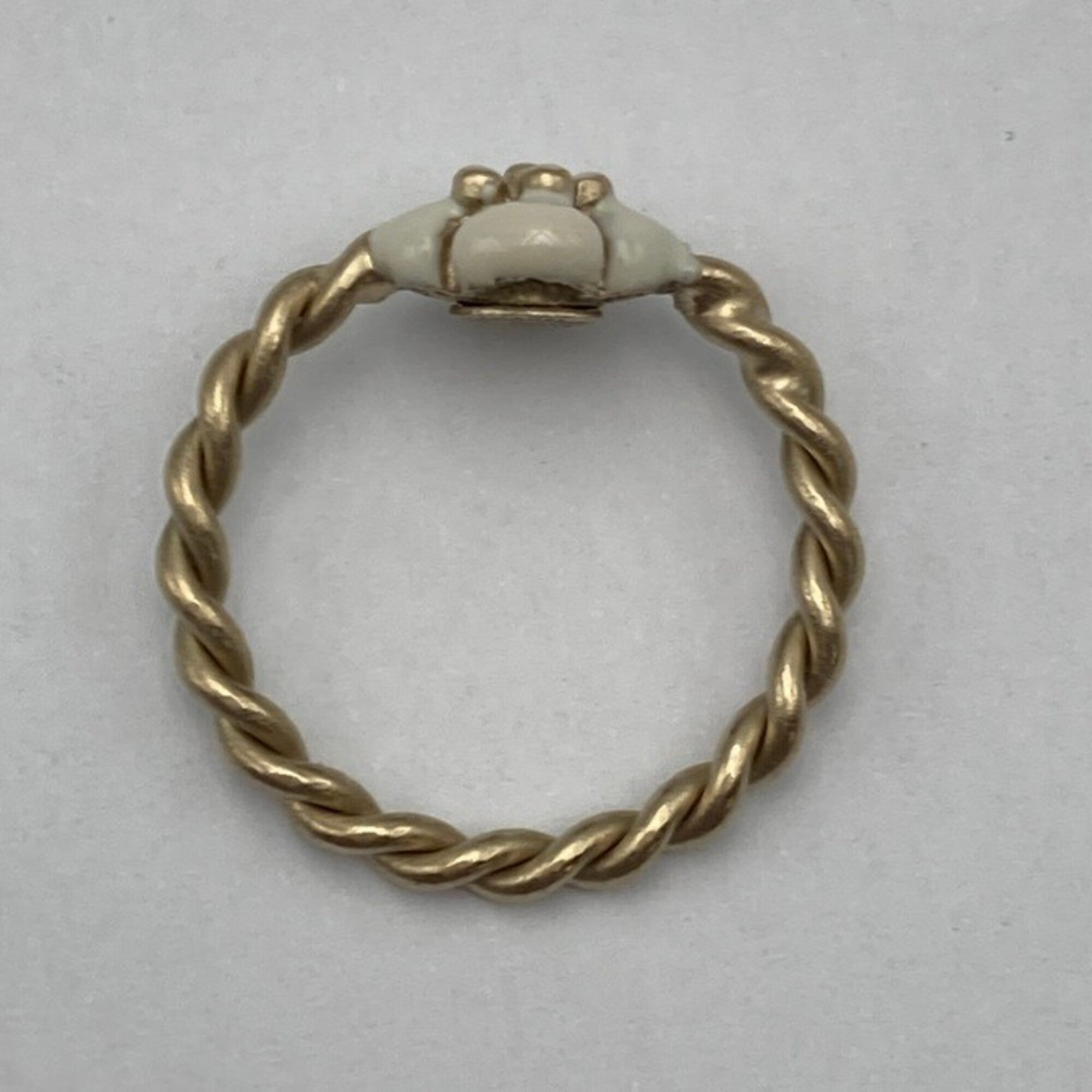 Chanel Gold White Metal Band Ring