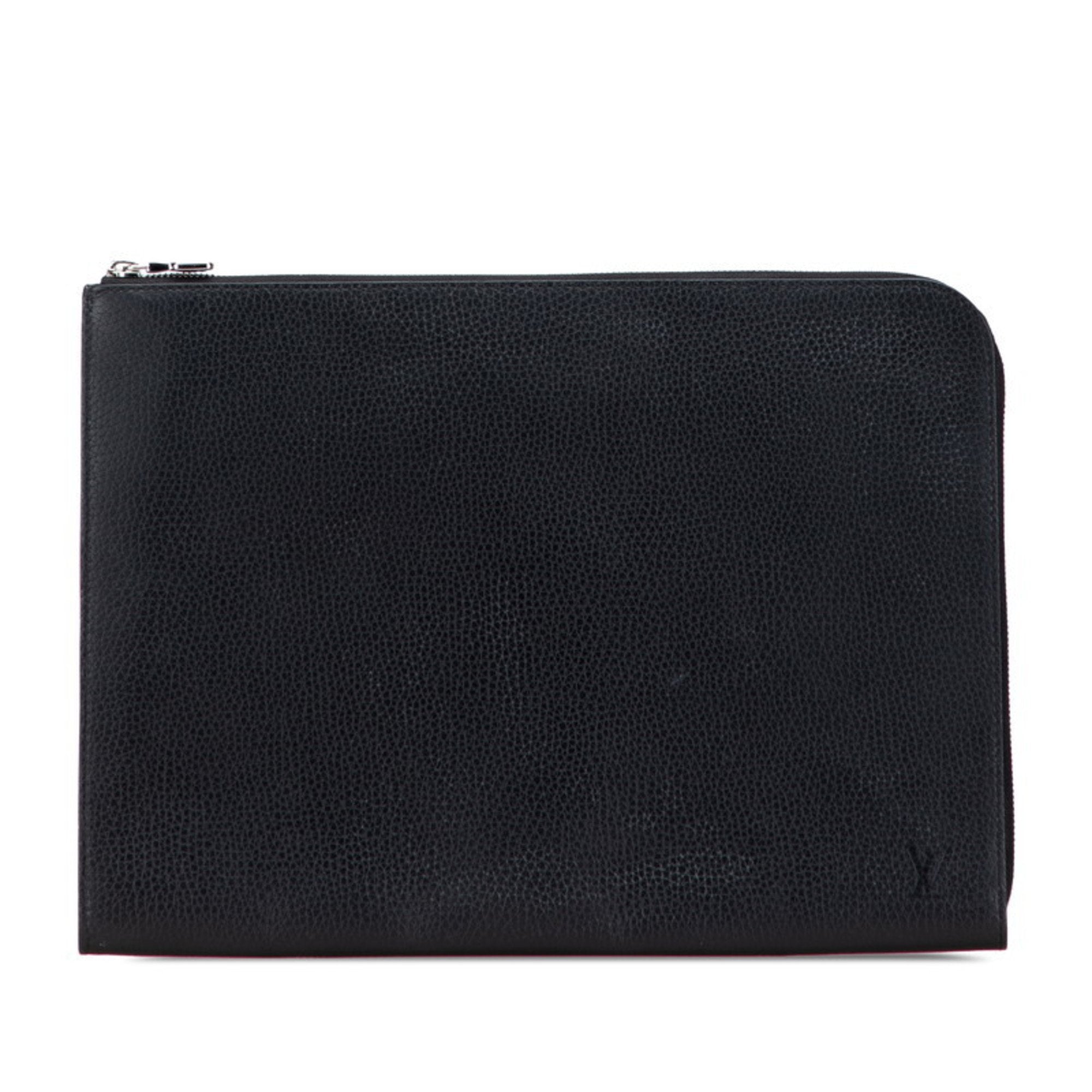 Louis Vuitton Taurillon Black Noir Leather Clutch Bag Pochette