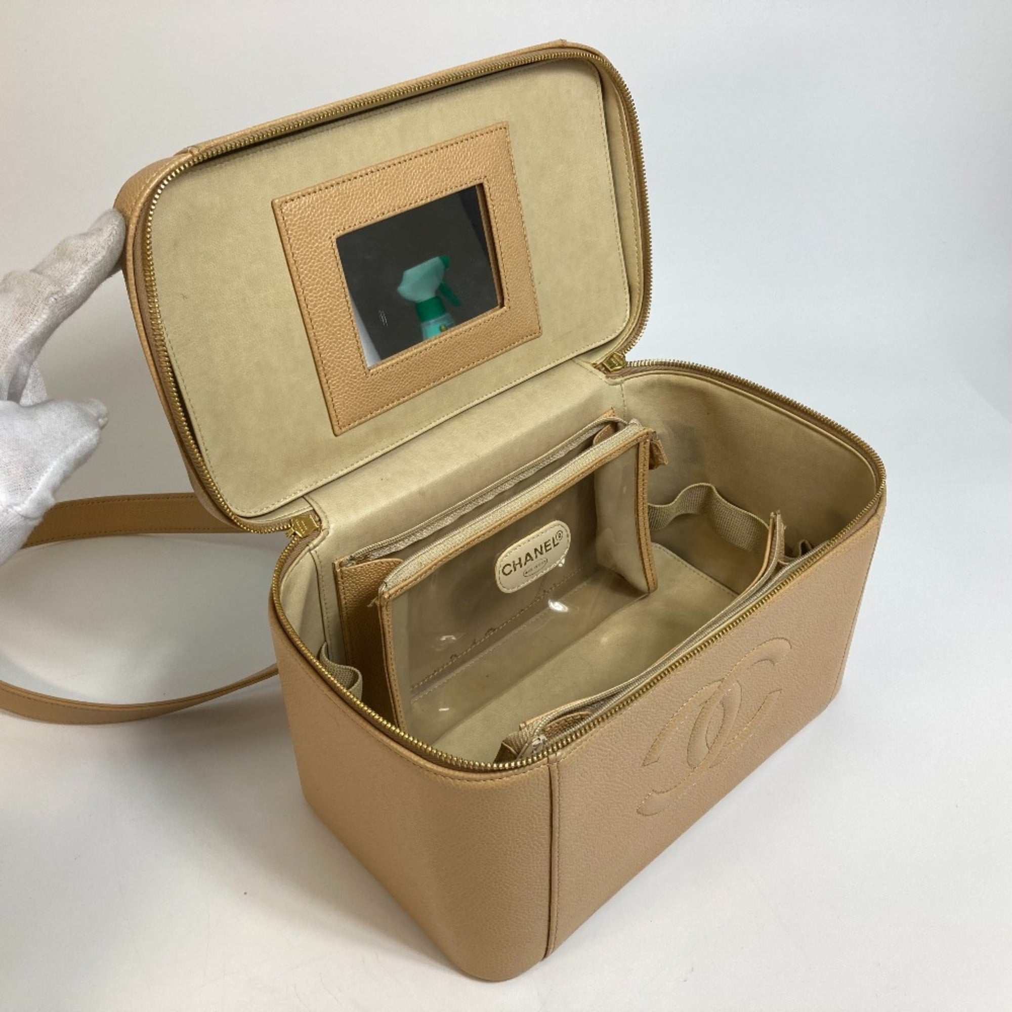 Chanel Beige Leather Shoulder Bag